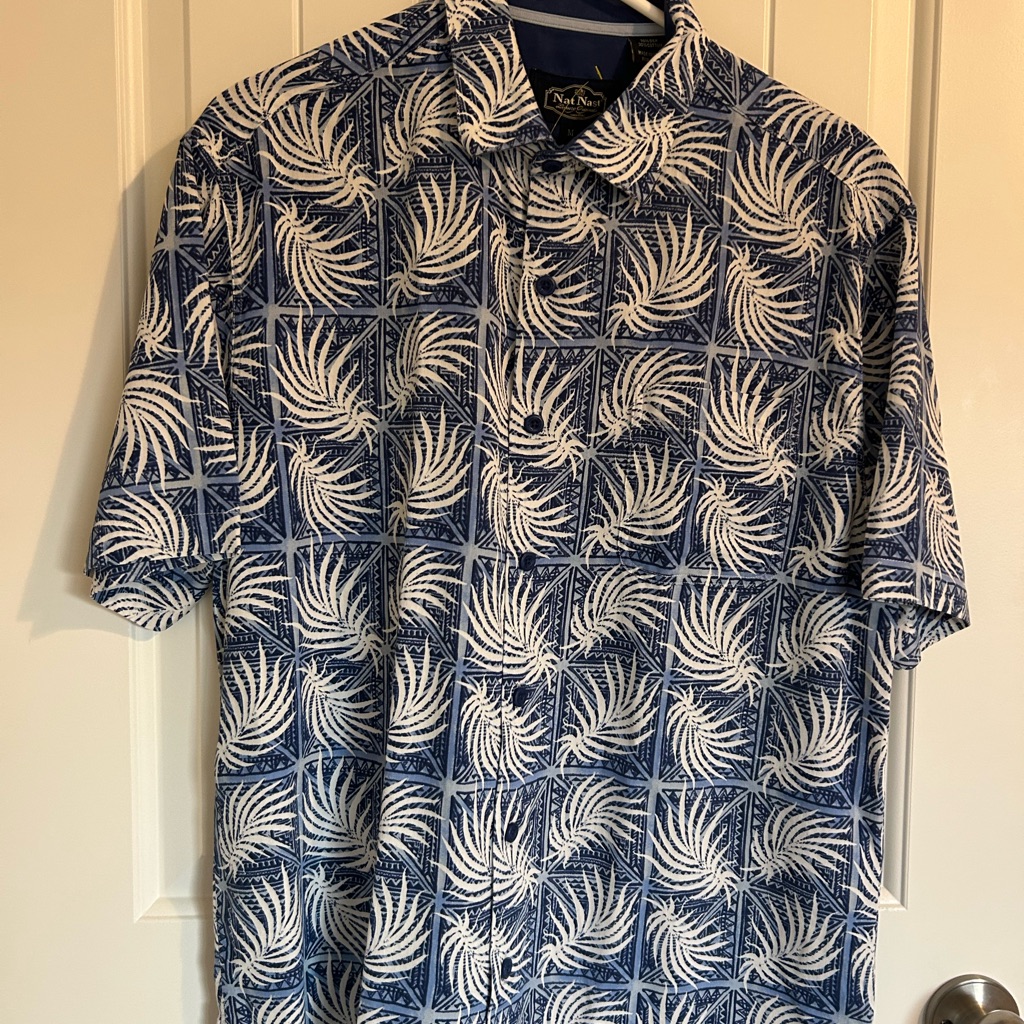 Nat Nast Navy And Cream Patterned Men's Shirt